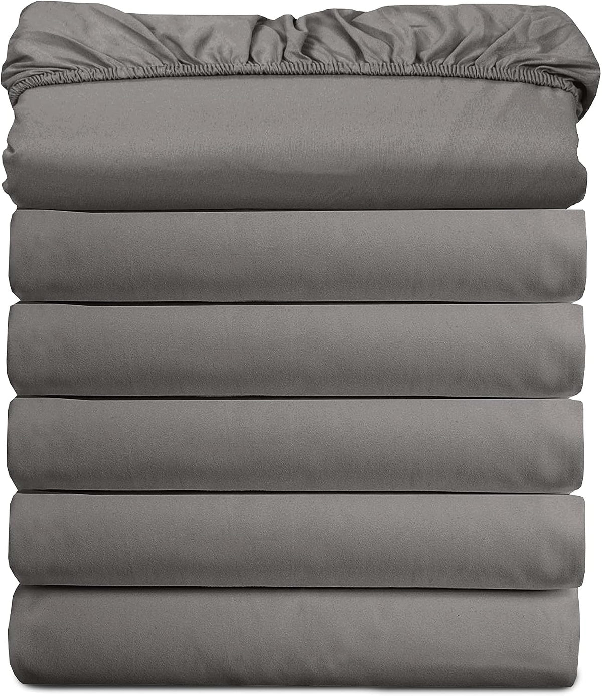 Elegant Comfort Ultra Soft Bulk Pack of 6 Bottom Fitted Sheets - 1500 Premium Hotel Quality Microfiber 6 Pack Fitted Sheets - Deep Pockets up to 16 Inches, Twin/Twin XL Size, Gray