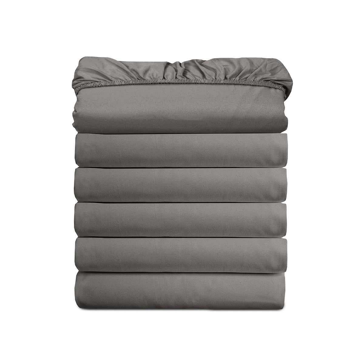 Elegant Comfort Ultra Soft Bulk Pack of 6 Bottom Fitted Sheets - 1500 Premium Hotel Quality Microfiber 6 Pack Fitted Sheets - Deep Pockets up to 16 Inches, Twin/Twin XL Size, Gray