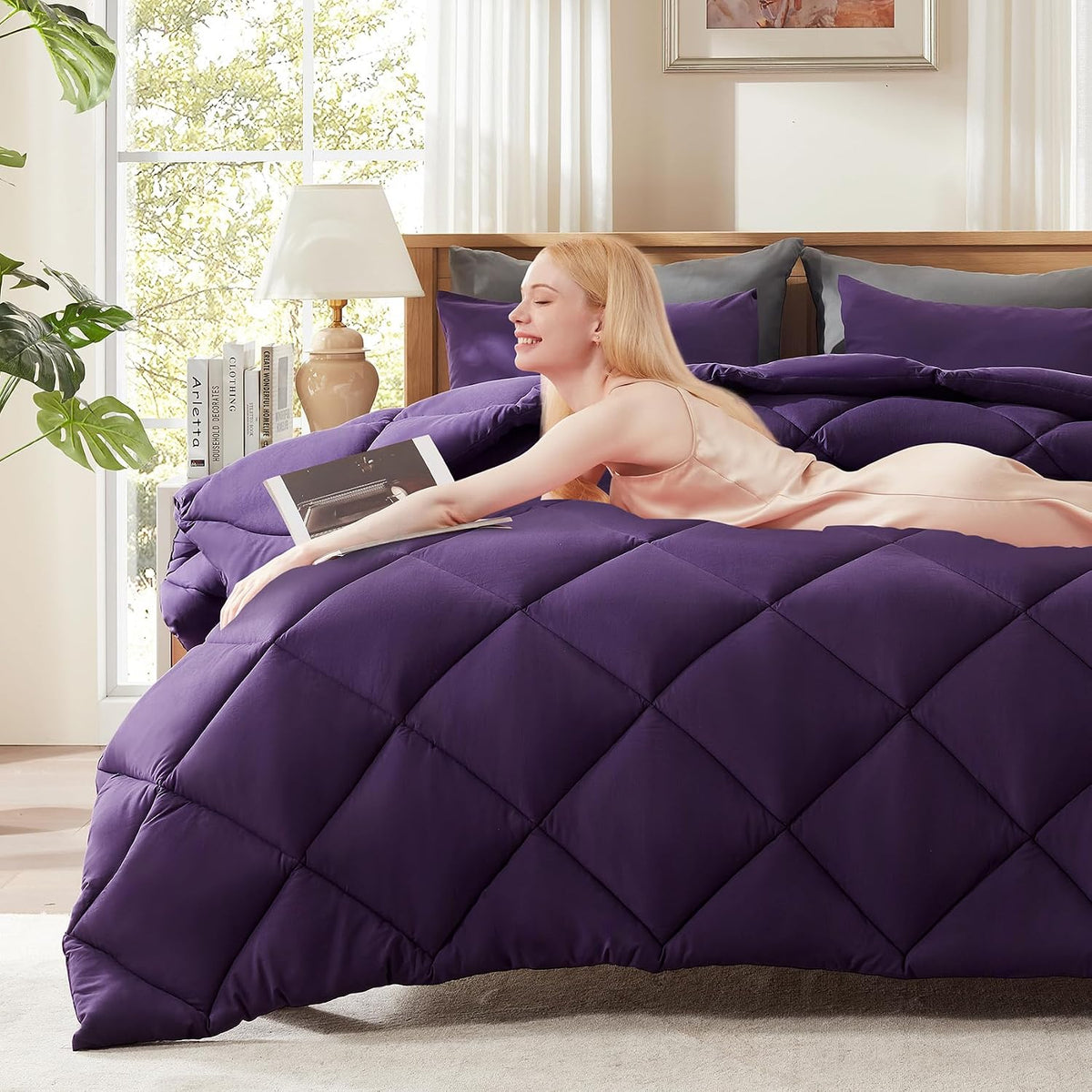 Decroom Lightweight 3 Pieces Comforter Set Queen Quilted Duvet Insert
