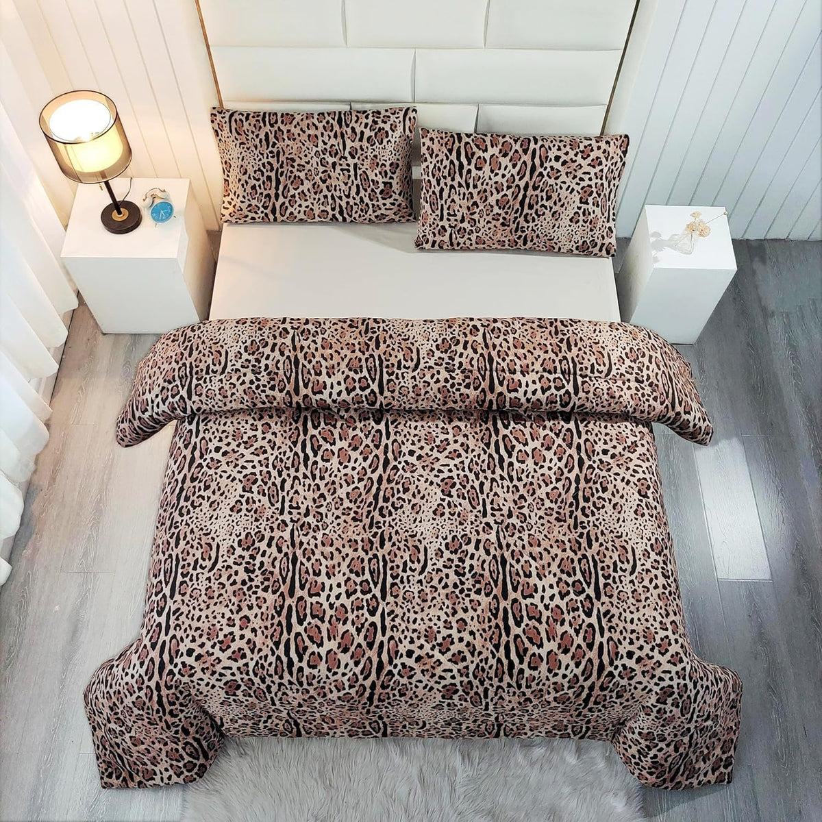 SDY 3pcs Twin Comforter Cheetah,Leopard Print Comforter Set for Kids, Toddler, Girls, Boys Include 1Comforter, 2PillowCases