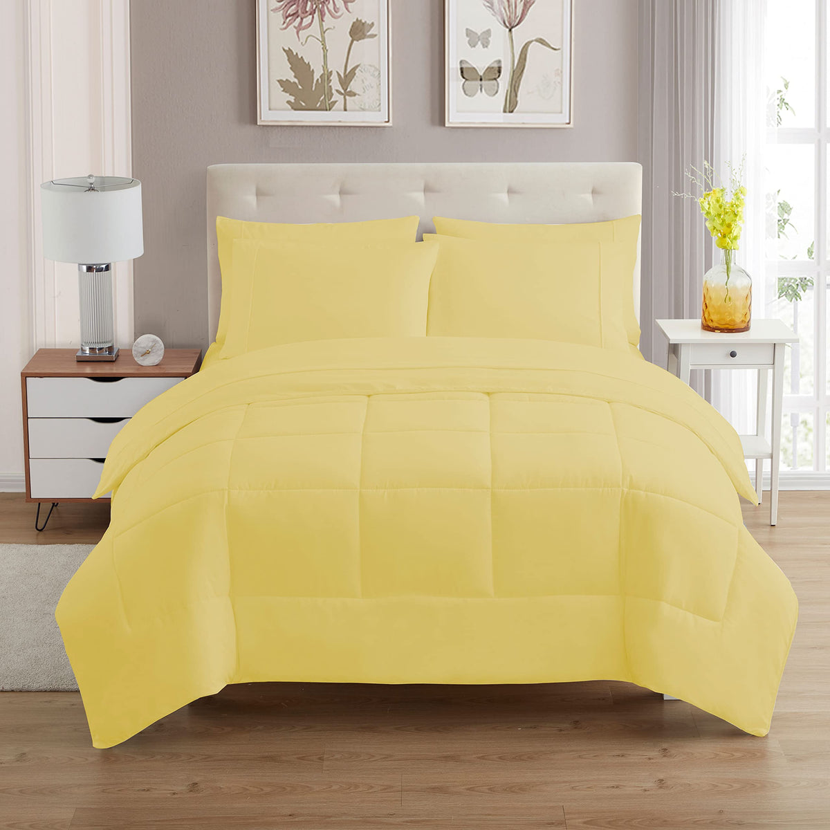 Sweet Home Collection 5 Piece Comforter Set Bag Solid Color All Season Soft Down Alternative Blanket & Luxurious Microfiber Bed Sheets, Navy, Twin