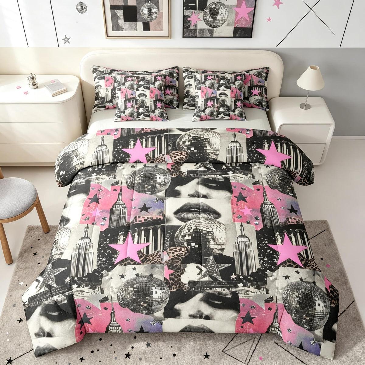 Erosebridal Leopard Print 7 Piece Bedding Set Full Cheetah Decor Comforter Set with Sheets Geometric Modern Bed in A Bag African Safari Animal Bed Sets with 2 Pillowcases, 2 Pillow Covers Lightweight