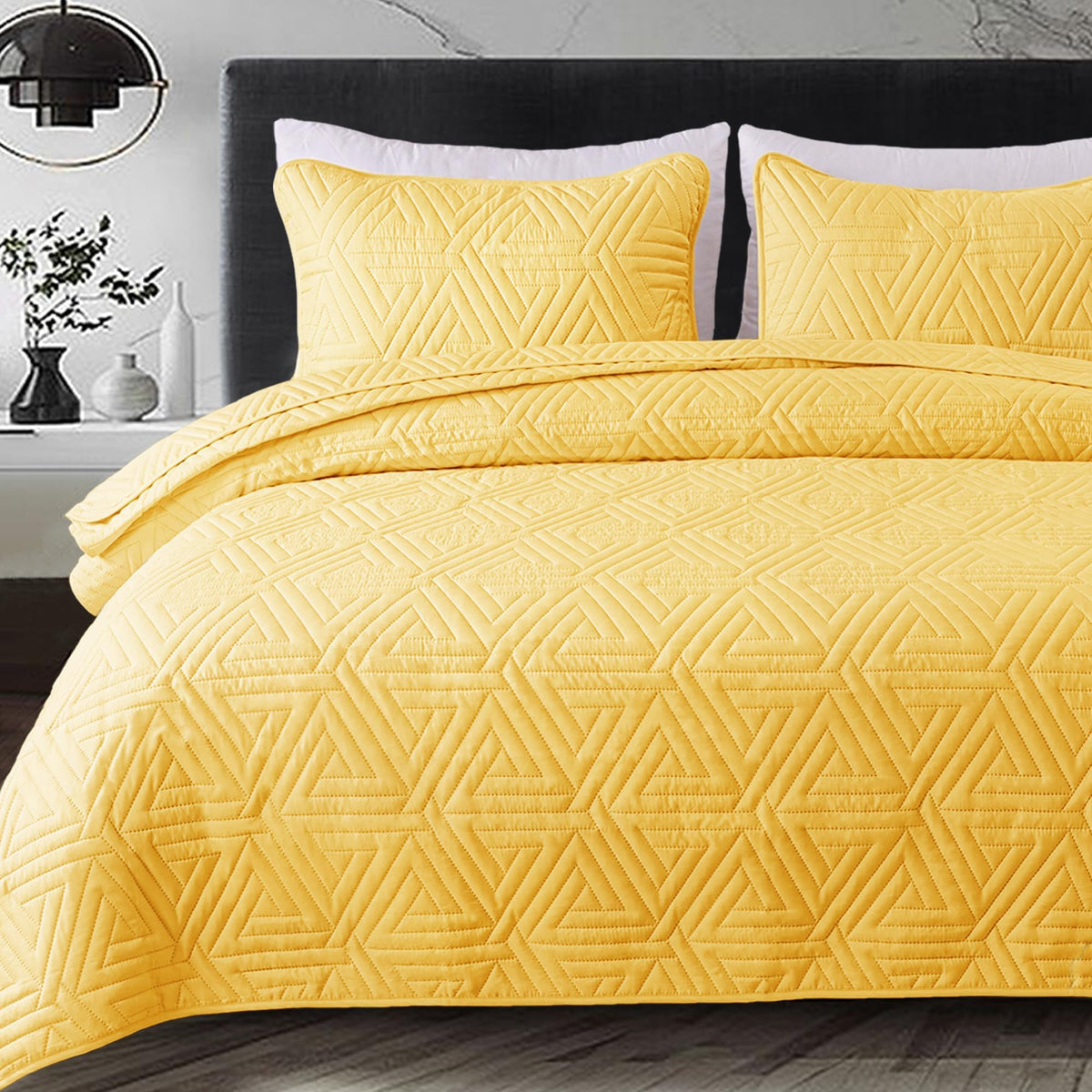 Whale Flotilla Soft Geometric Twin Quilt Set for All Seasons, Orange
