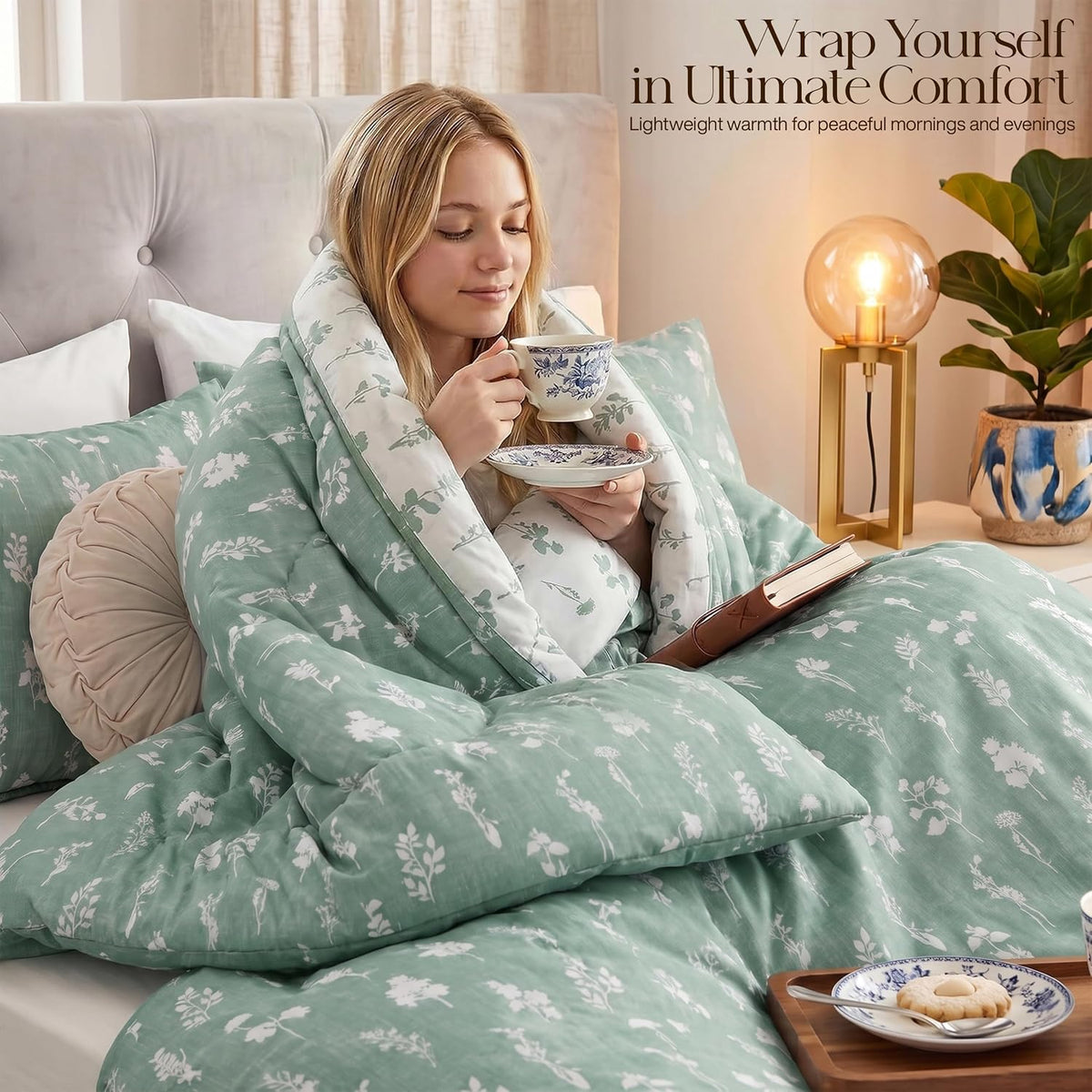 Utopia Bedding 3 Pc Queen Comforter Set, Printed Comforter, Meadow Mist