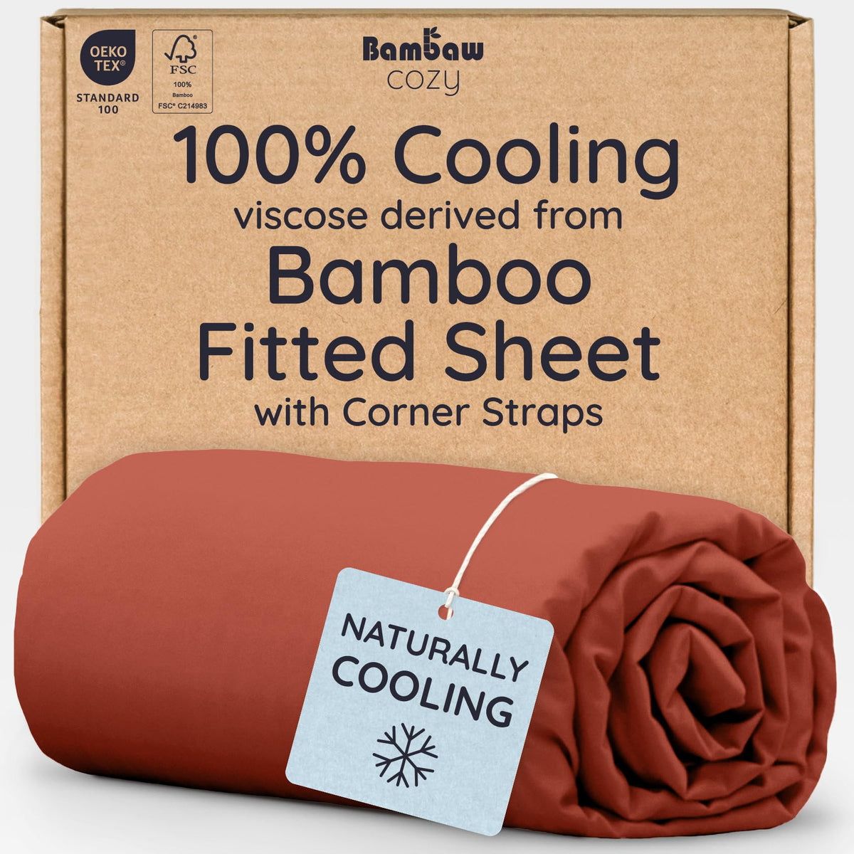 Bambaw 100% Viscose Derived from Bamboo Queen Size Fitted Sheet, Cooling, Deep Pocket, Corner Straps, Charcoal