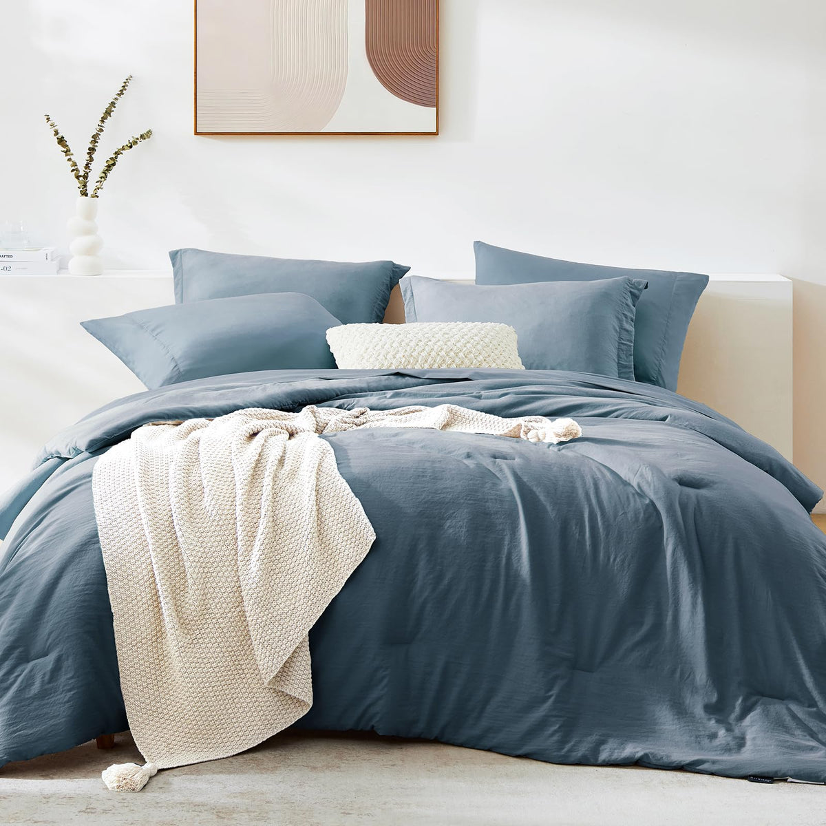 King Size Comforter Set- 7 Pieces Prewashed Bed in a Bag King Bedding Sets