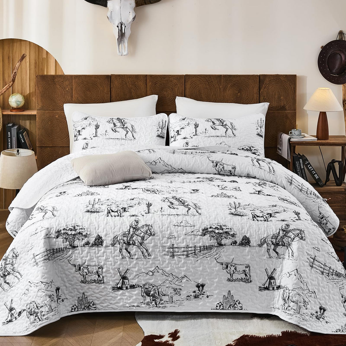 WONGS BEDDING Sage Green Quilt Set Queen Size, Botanical Floral Bedspread