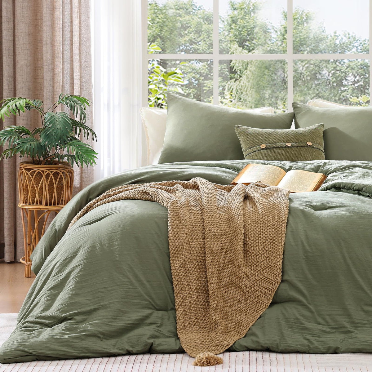 WRENSONGE Queen Comforter Set-3 Pieces Soft Comforters Queen Size Bedding