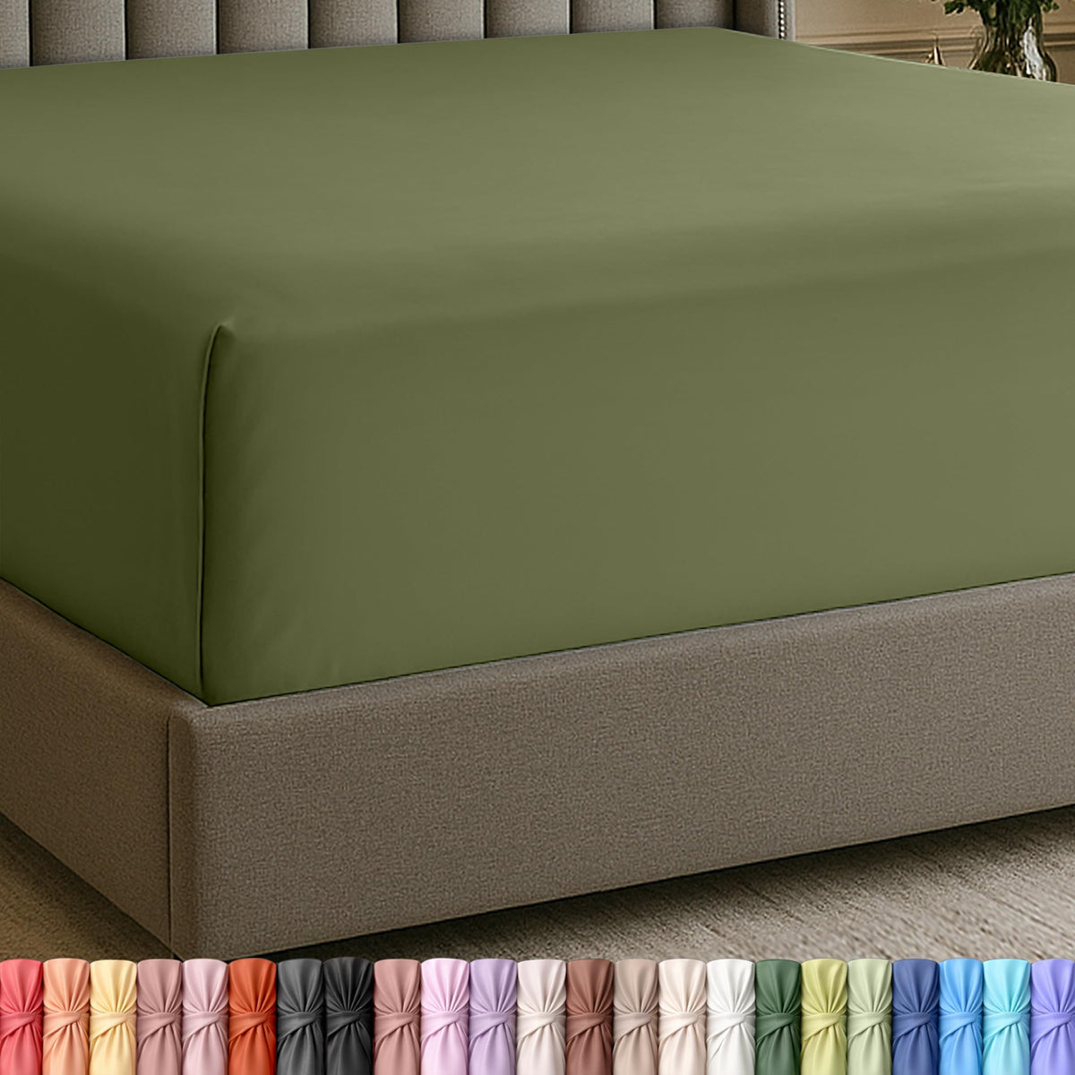 Extra Deep Pocket King Fitted Sheet, Fits 16-21 Inch Mattress, Beige
