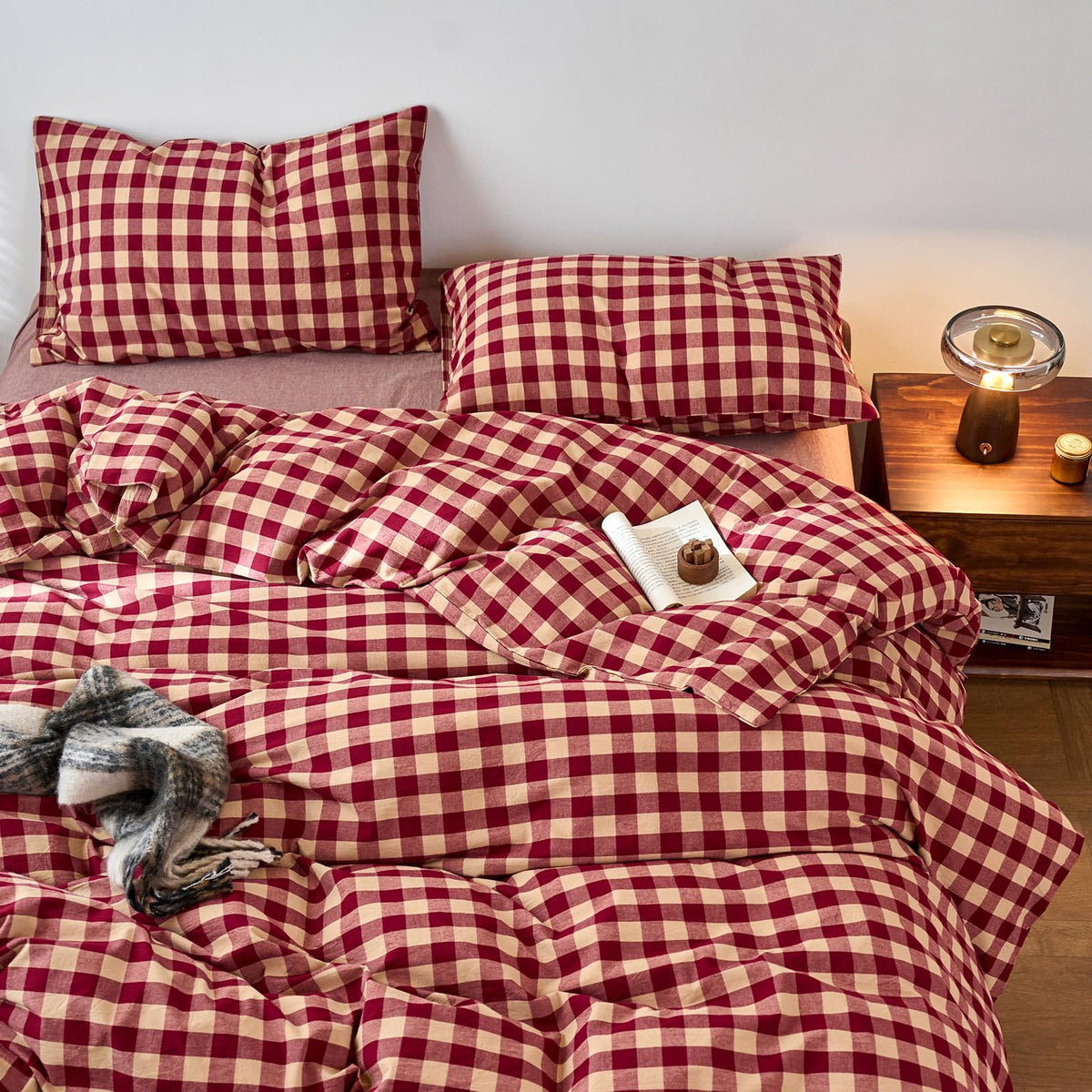 Purple Bedding Duvet Cover King 3 Pieces Pale Mauve Duvet Cover Boho Solid Bedding Set Luxury Soft Jersey Knit Cotton Comforter Cover with 2 Pillowcases Breathable Comfy Mauve Color Bedding Set