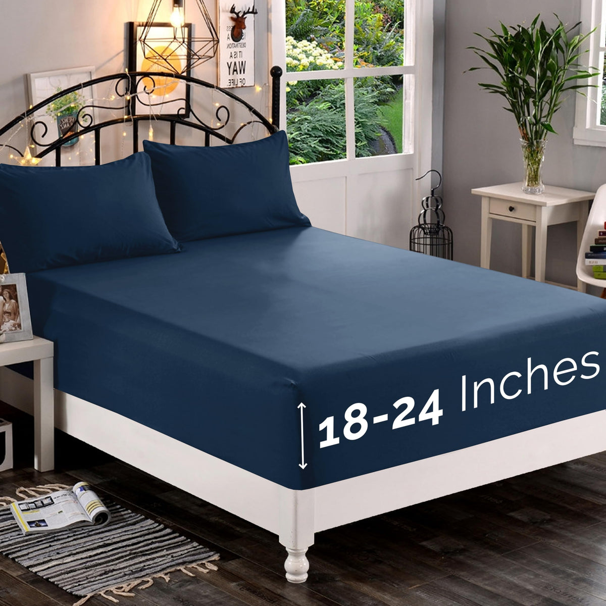 Premium Hotel Quality 1-Piece Fitted Sheet, Luxury & Softest 1500 Premier Hotel Quality Bedding Fitted Sheet Deep Pocket up to 16inch, Wrinkle and Fade Resistant, Queen, White