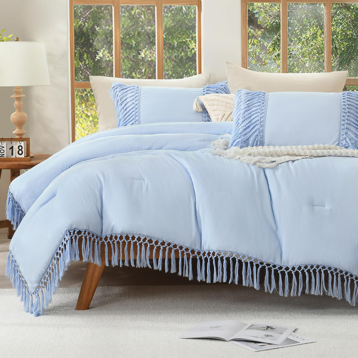Andency Terracotta Comforter Set Queen, 3 Pieces Boho Tassel Bedding