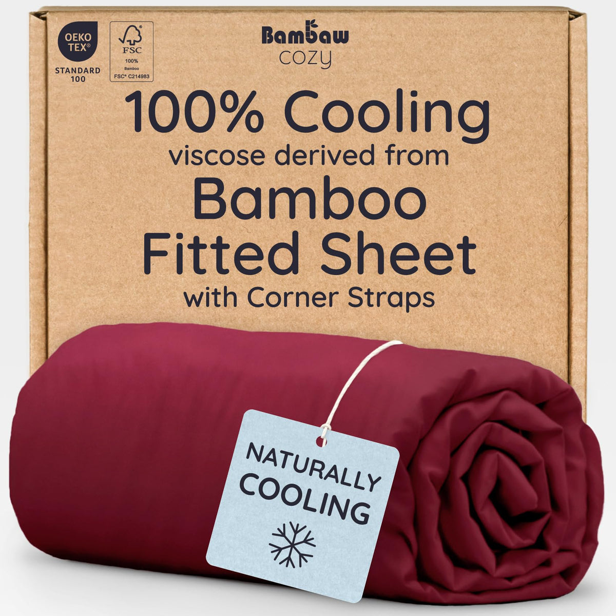 Bambaw 100% Viscose Derived from Bamboo Queen Size Fitted Sheet, Cooling, Deep Pocket, Corner Straps, Charcoal