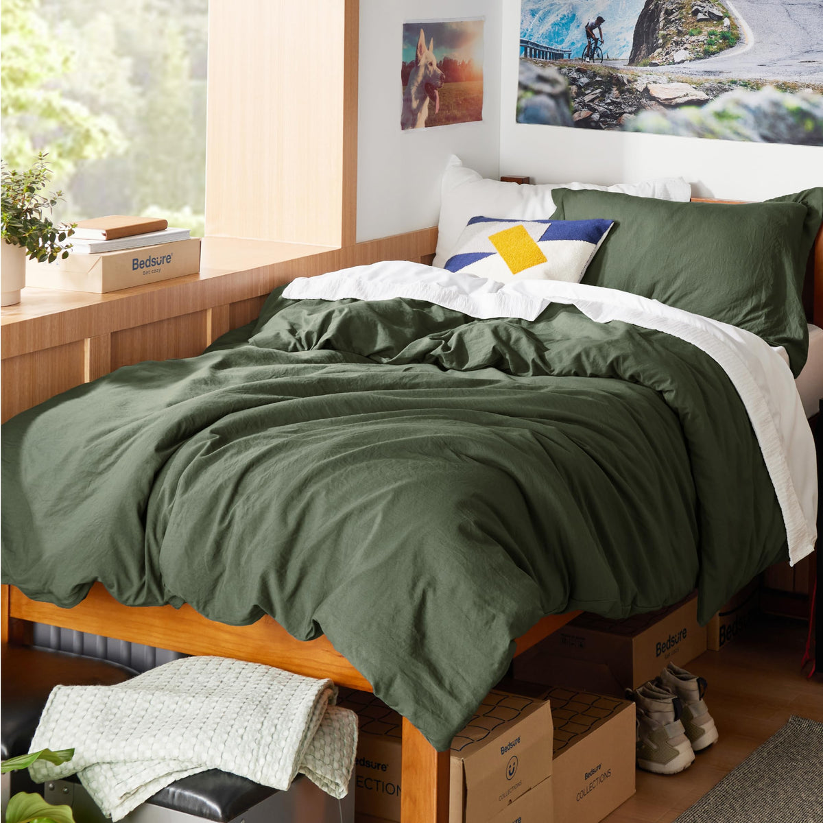 Bedsure Prewashed Duvet Cover Queen, Cotton-Like Soft Bedding Set, Beige