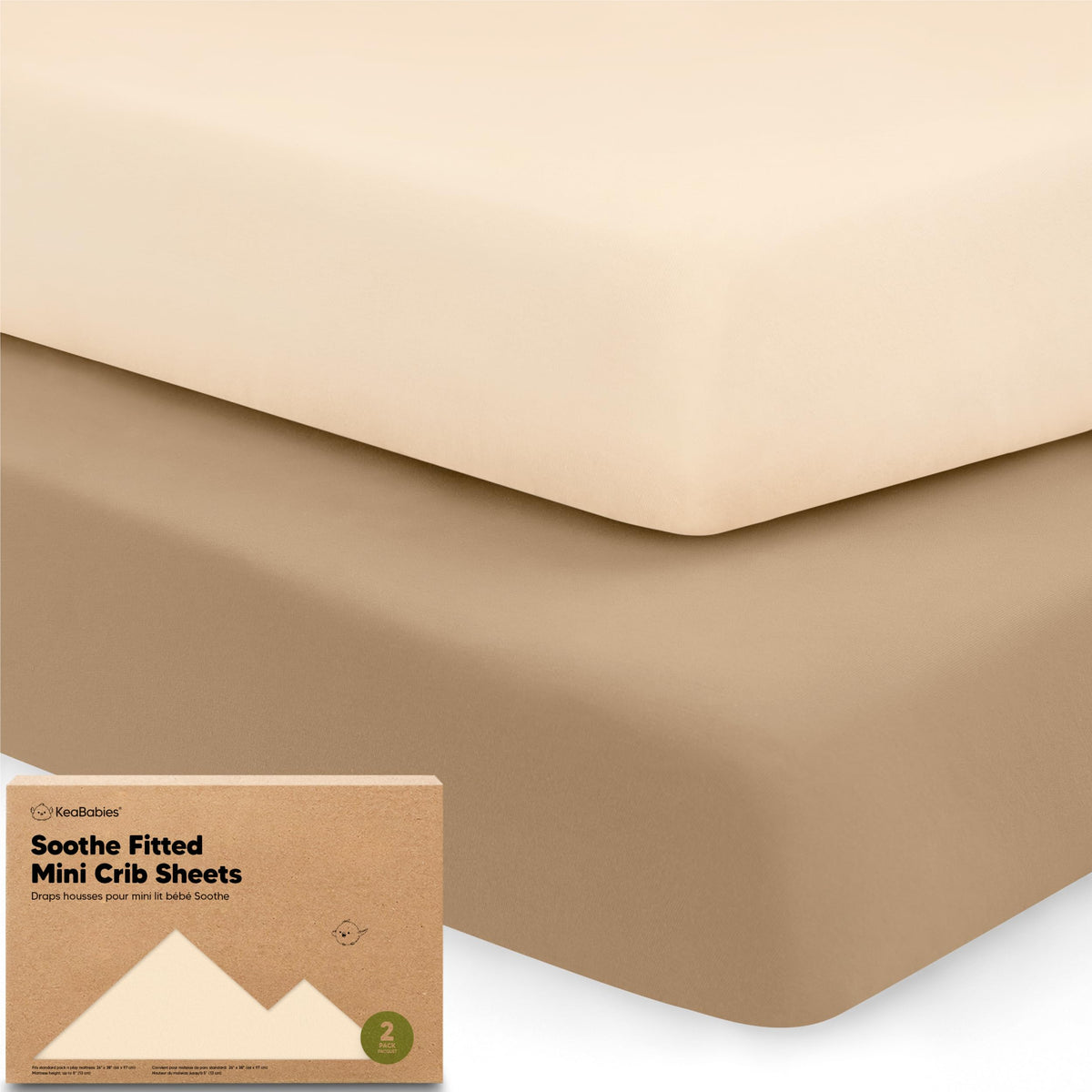 2-Pack Mini Crib Sheets Fitted, 38x26 Pack N Play Mattress Sheets (Elly)
