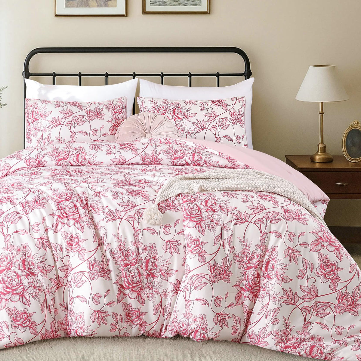 Cheetah Print Comforter Set Queen, Luxury Leopard Print Bedding, Blush