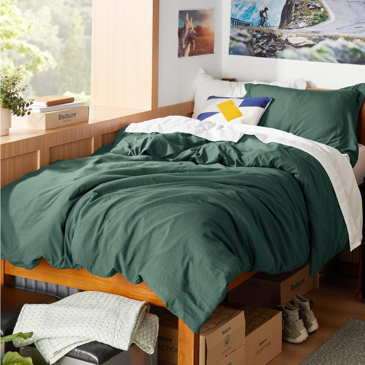 Bedsure Prewashed Duvet Cover Queen, Cotton-Like Soft Bedding Set, Beige