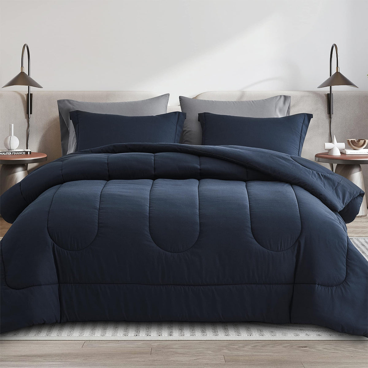 Maple&Stone Full Comforter Set 7 Pieces Bed in a Bag Teal Bed Set