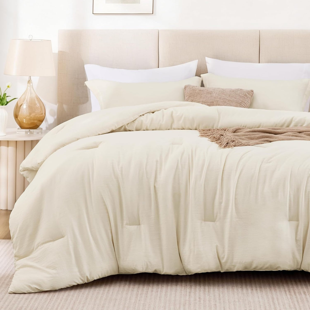 Love's cabin Beige Twin/Twin XL Comforter Set, 2-Piece Prewashed Bed Set