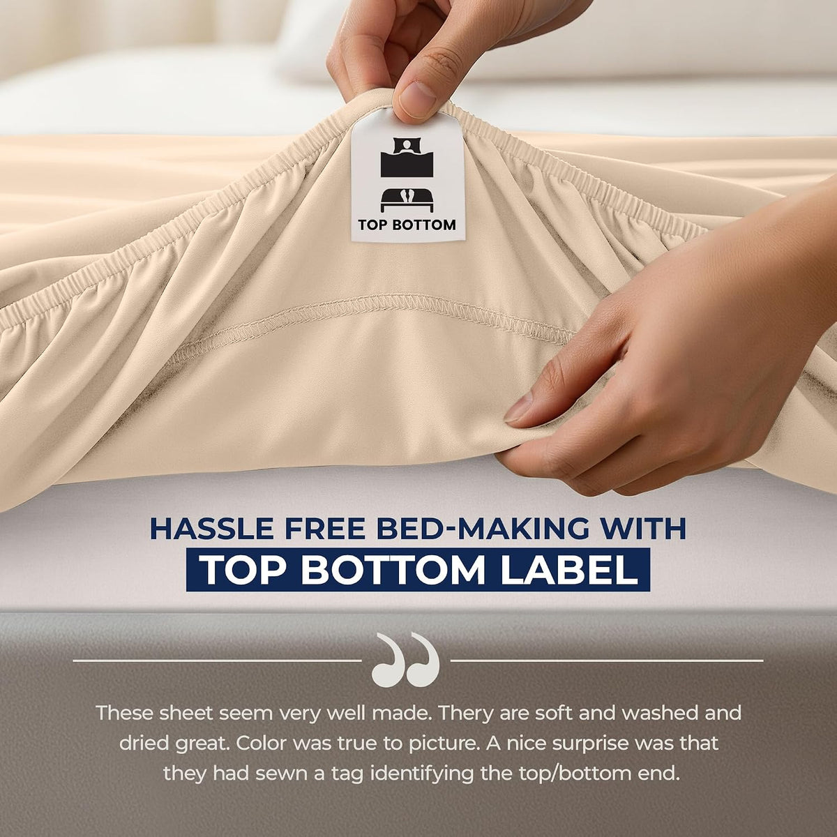 Extra Deep Pocket King Fitted Sheet, Fits 16-21 Inch Mattress, Beige