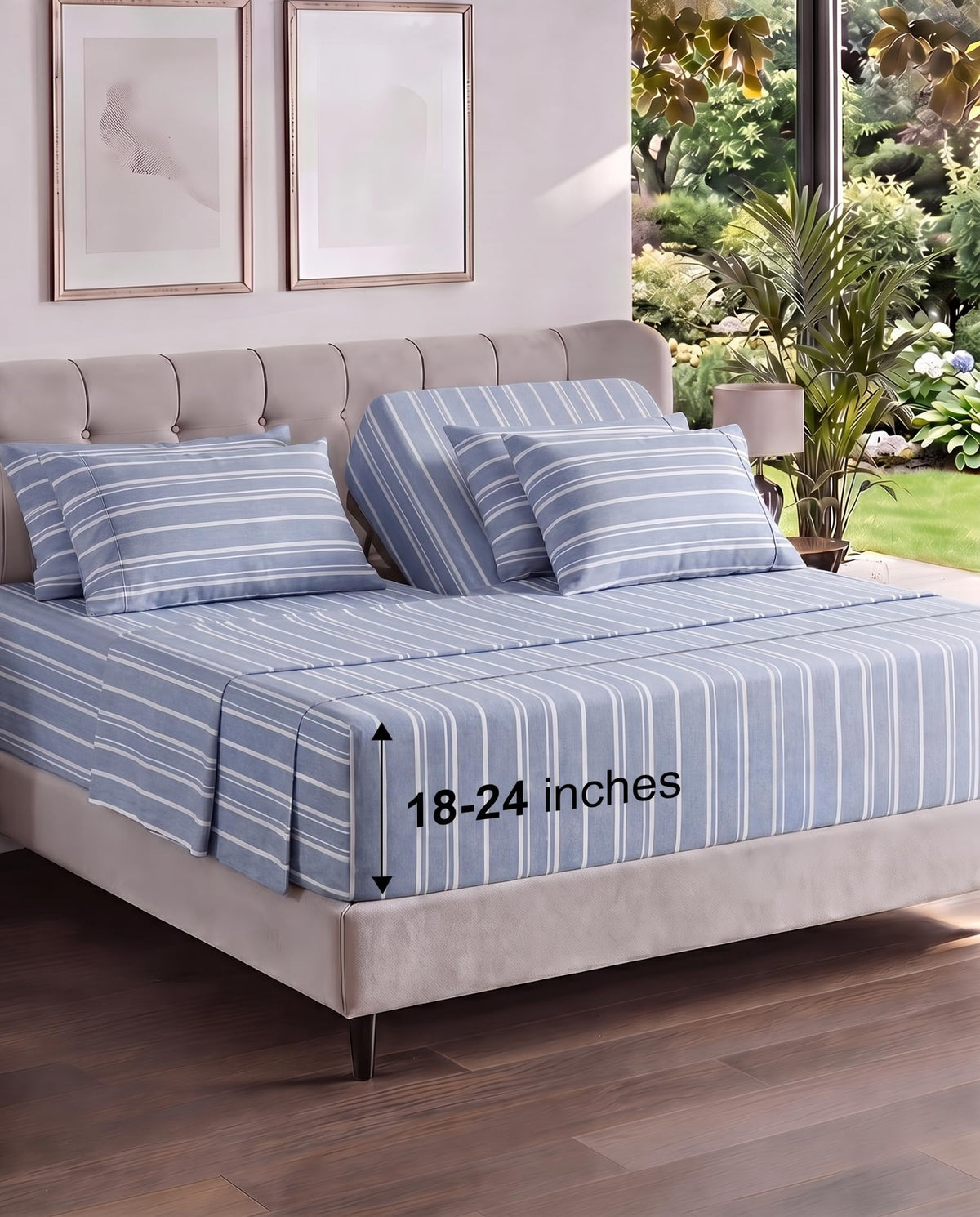 Extra Deep Queen Sheet Set - 6 Piece Breathable and Cooling Sheets - Grey