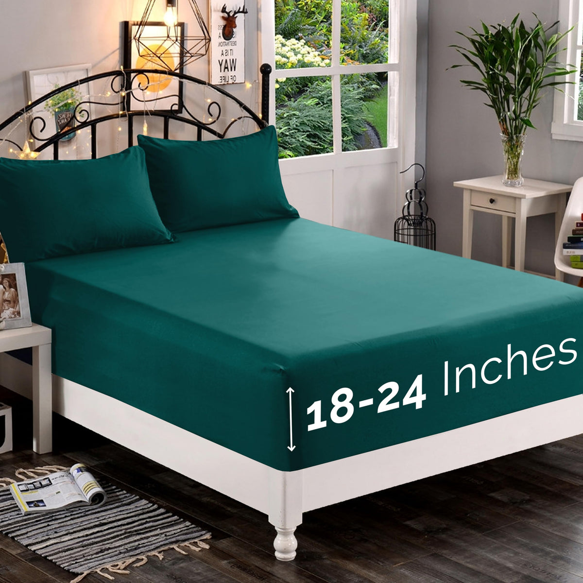 Premium Hotel Quality 1-Piece Fitted Sheet, Luxury & Softest 1500 Premier Hotel Quality Bedding Fitted Sheet Deep Pocket up to 16inch, Wrinkle and Fade Resistant, Queen, White