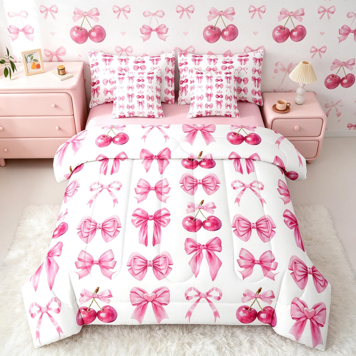 Feelyou Cute Leopard Bedding Set for All Season Cheetah 7 Pieces Comforter Sets Full Size Teens Room Decor Pink Animal Print Bed in a Bag with Comforter, Sheets, Pillowcases & Cushion Cover