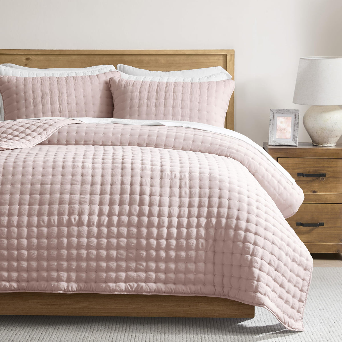 WDCOZY Cloud Soft Quilt Set, King Size, Beige, 3 Pieces 104x90 inches