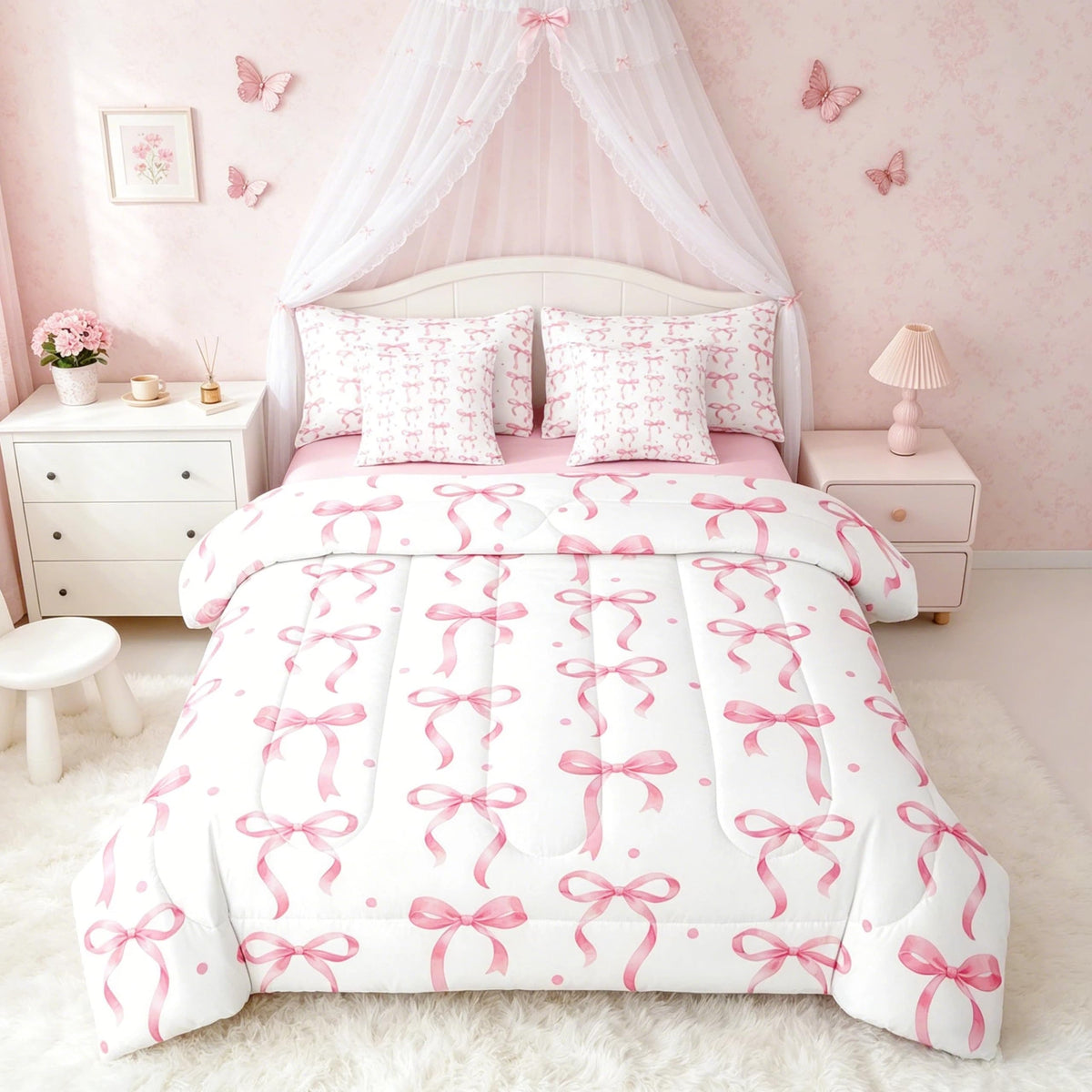 Feelyou Cute Leopard Bedding Set for All Season Cheetah 7 Pieces Comforter Sets Full Size Teens Room Decor Pink Animal Print Bed in a Bag with Comforter, Sheets, Pillowcases & Cushion Cover