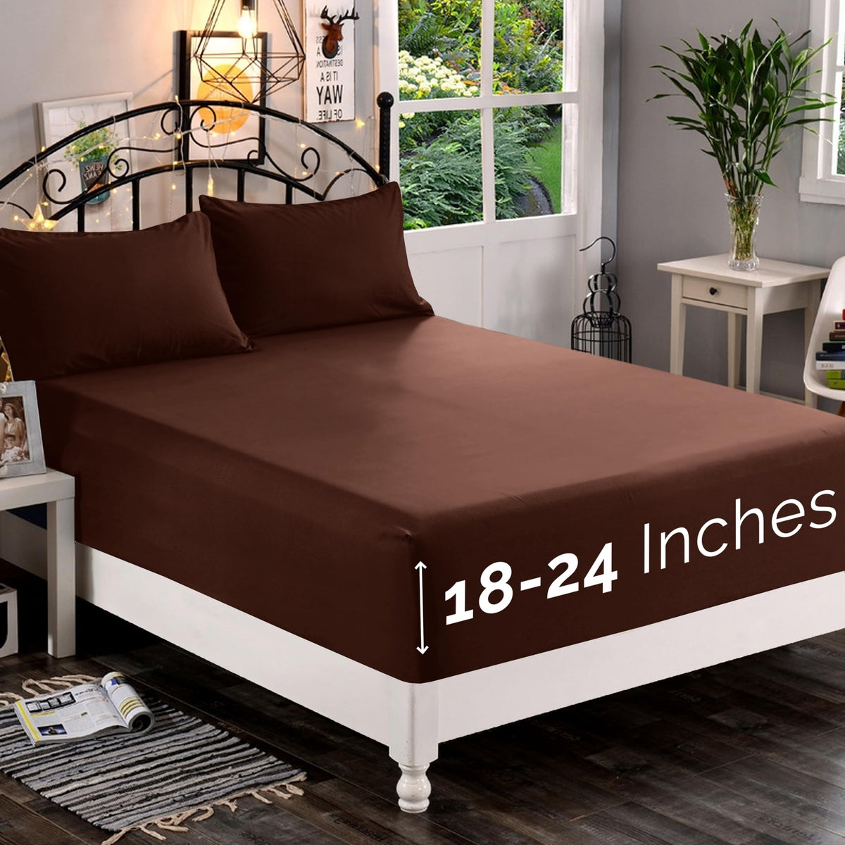 Premium Hotel Quality 1-Piece Fitted Sheet, Luxury & Softest 1500 Premier Hotel Quality Bedding Fitted Sheet Deep Pocket up to 16inch, Wrinkle and Fade Resistant, Queen, White