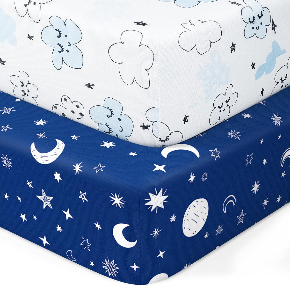 Baby Crib Sheets 2 Pack for Boys and Girls Fit for Standard Crib Toddler Mattress Breathable Soft Microfiber Baby Sheet 28x52x8in (Pink Rainbow & Pink)