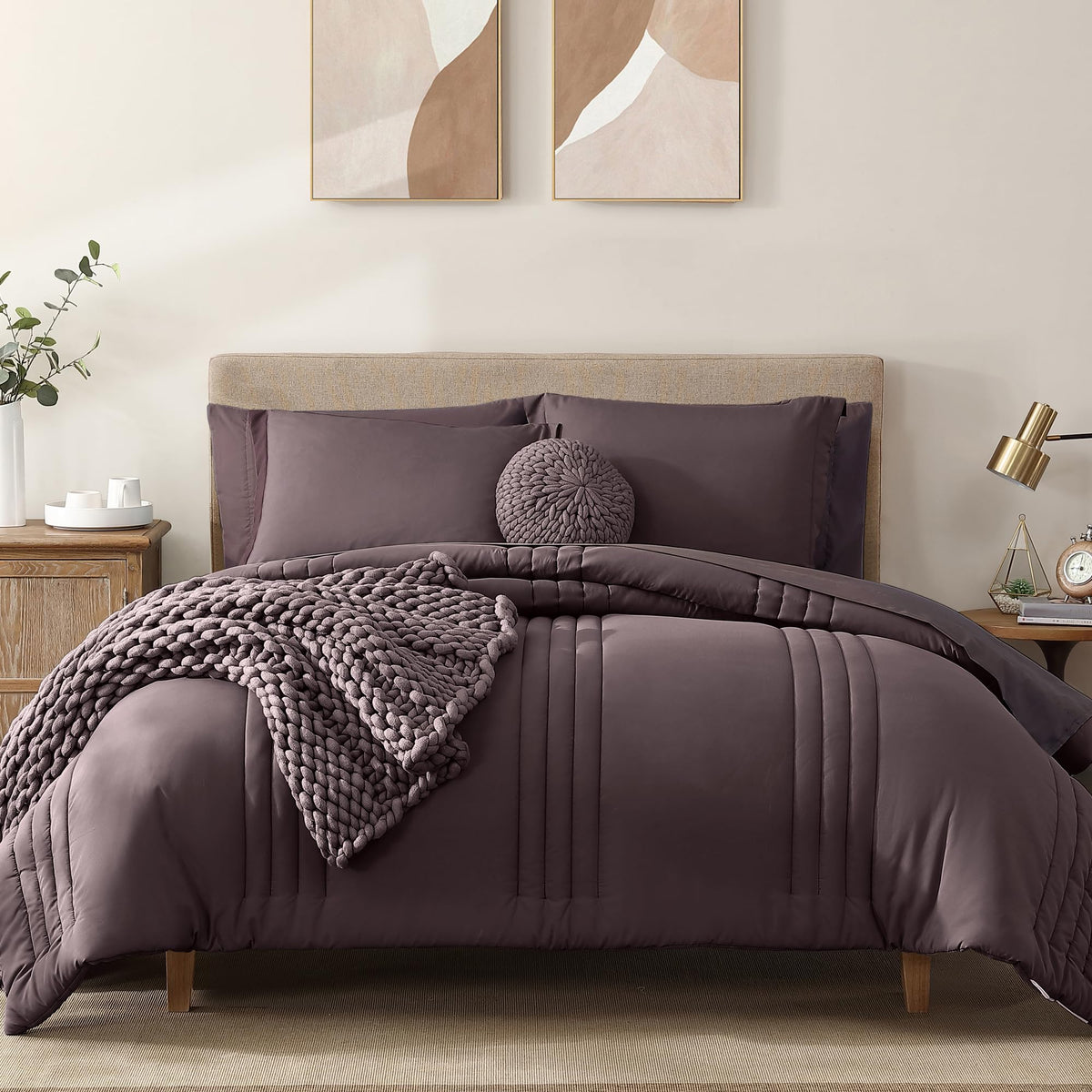 Full Size Comforter Sets-7 Pieces Sage Soft Bed in a Bag Full Bedding Sets