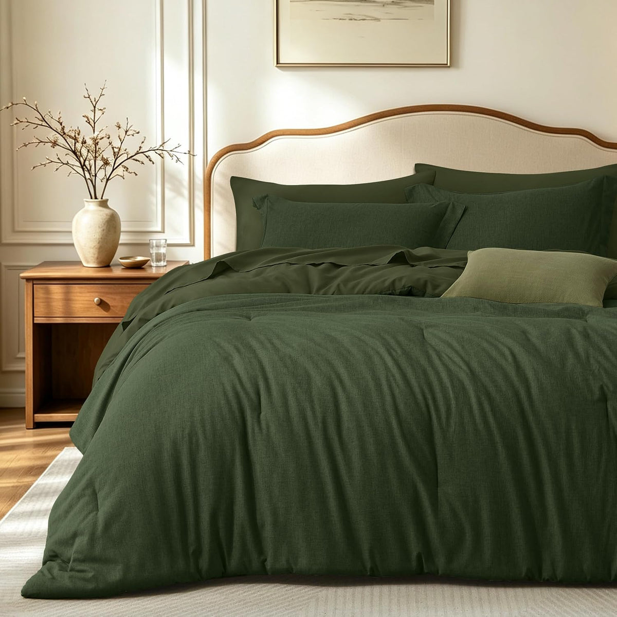 Upgraded Cationic Dyed King Comforter Set, 7-Piece Bed in a Bag