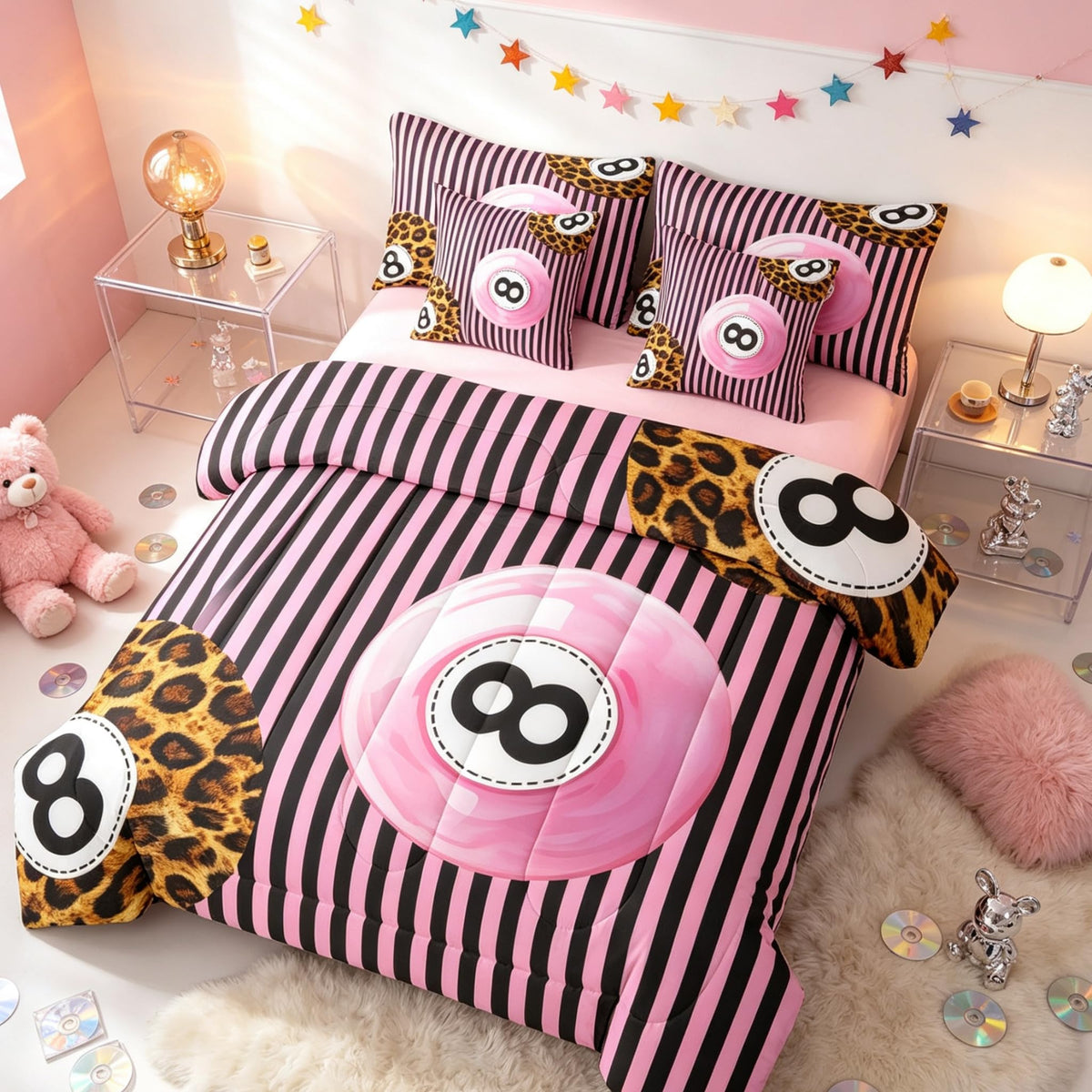 Erosebridal Leopard Print 7 Piece Bedding Set Full Cheetah Decor Comforter Set with Sheets Geometric Modern Bed in A Bag African Safari Animal Bed Sets with 2 Pillowcases, 2 Pillow Covers Lightweight