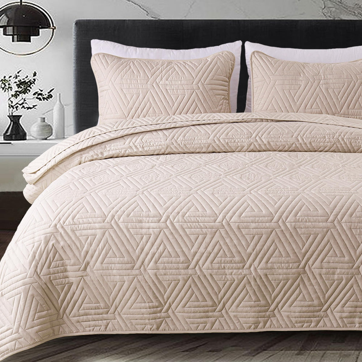 Whale Flotilla Soft Geometric Twin Quilt Set for All Seasons, Orange