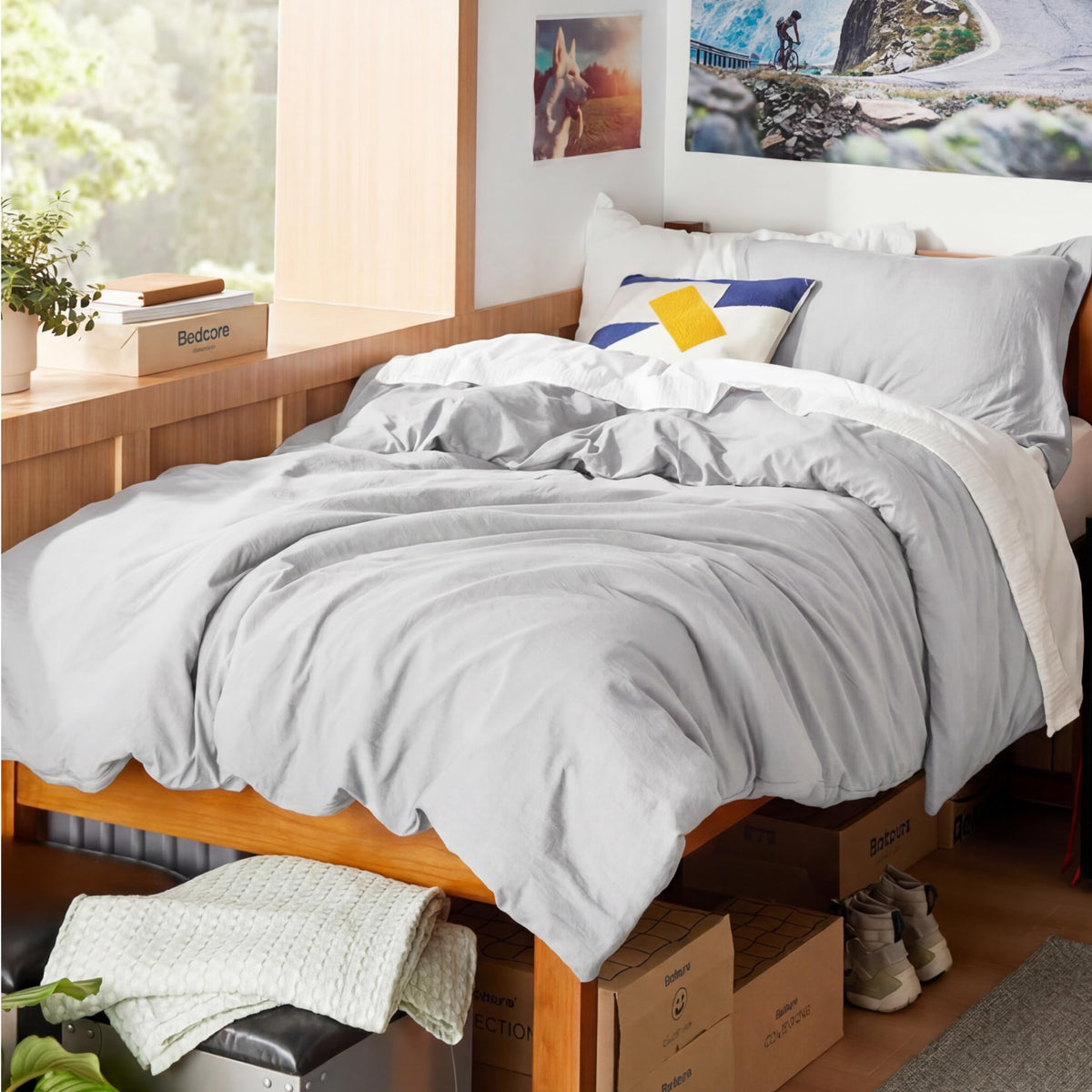 Bedsure Prewashed Duvet Cover Queen, Cotton-Like Soft Bedding Set, Beige