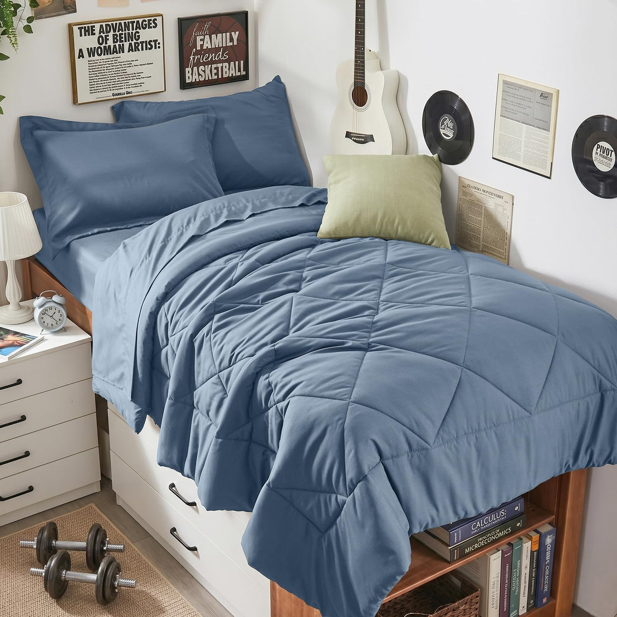 HEVUMYI 7-Piece King Comforter Set, Dark Grey Bed in a Bag