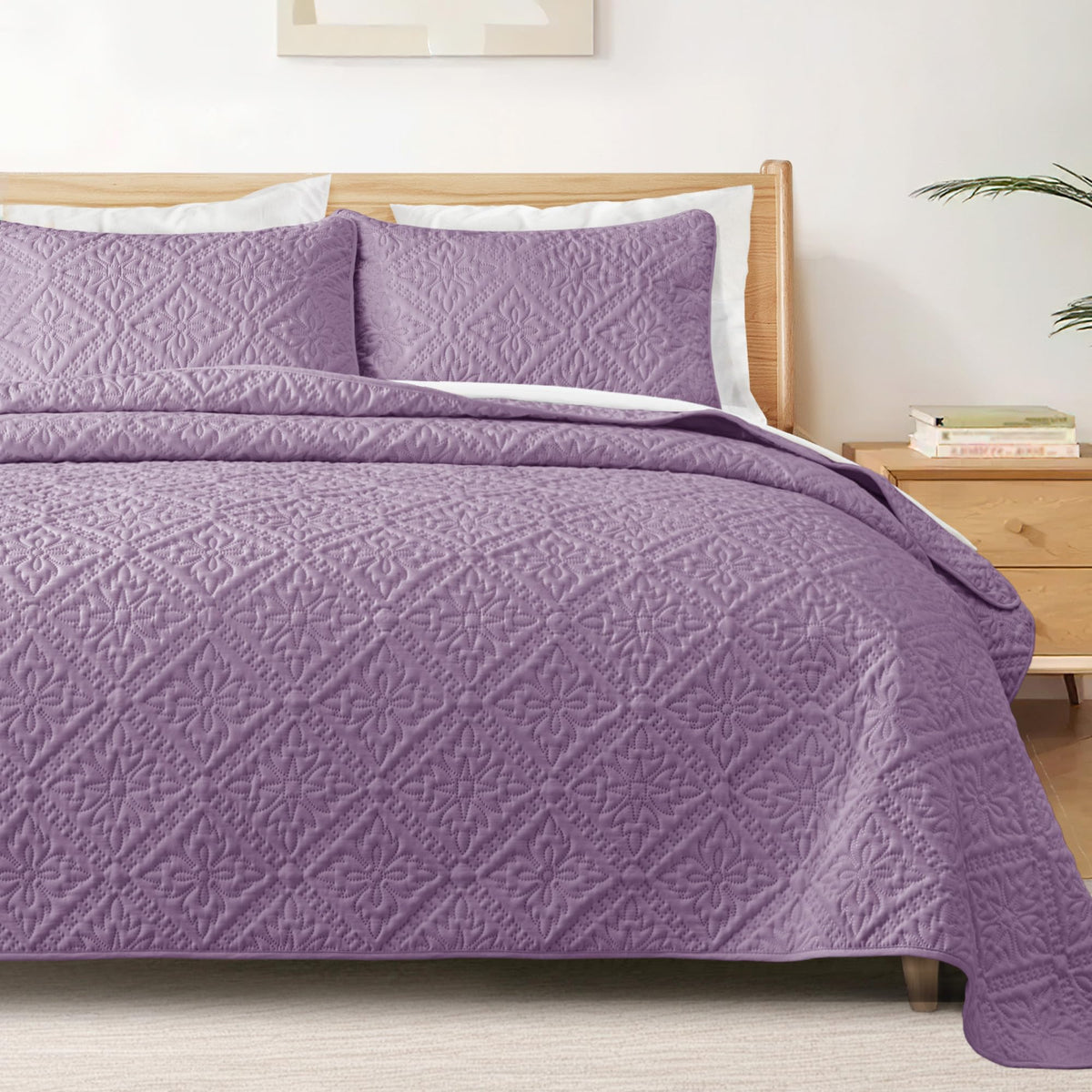 Exclusivo Mezcla Full Queen Quilt Set, Beige Cream