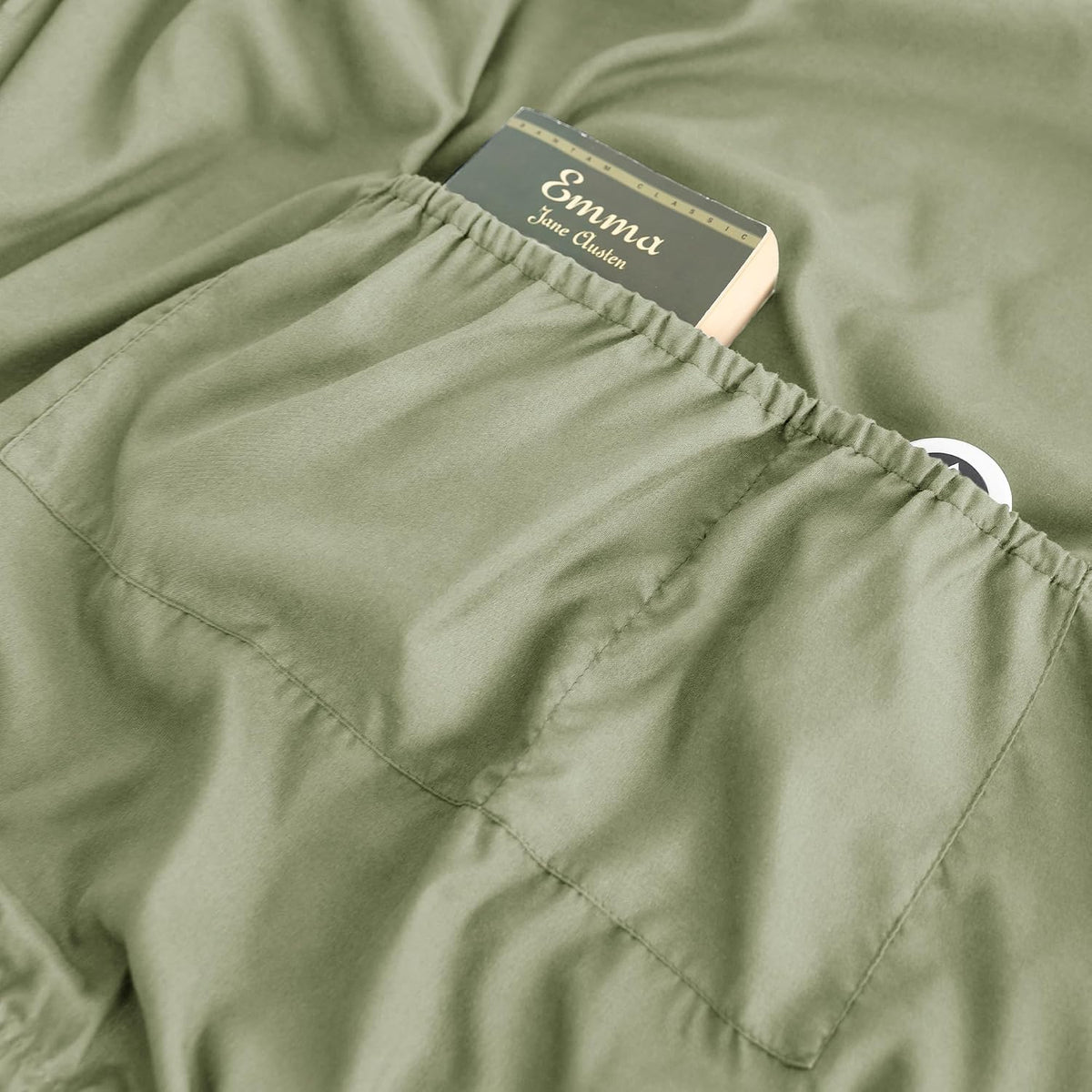 ALYVIA SPRING Twin Fitted Sheet with Side Pocket, Sage, 39x75