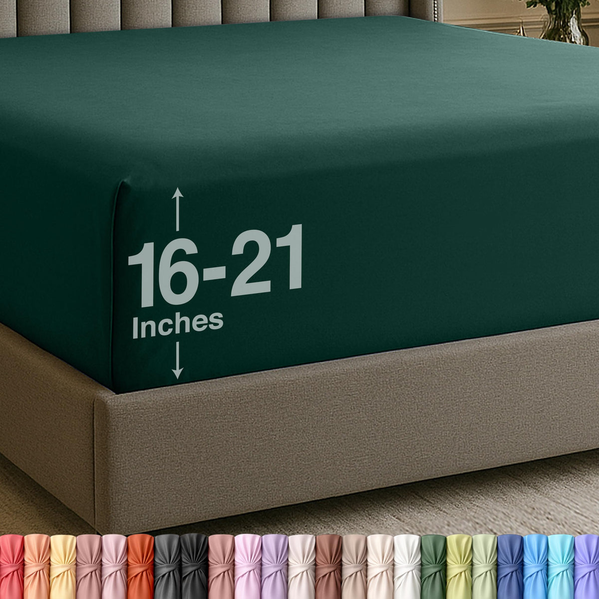 Extra Deep Pocket King Fitted Sheet, Fits 16-21 Inch Mattress, Beige