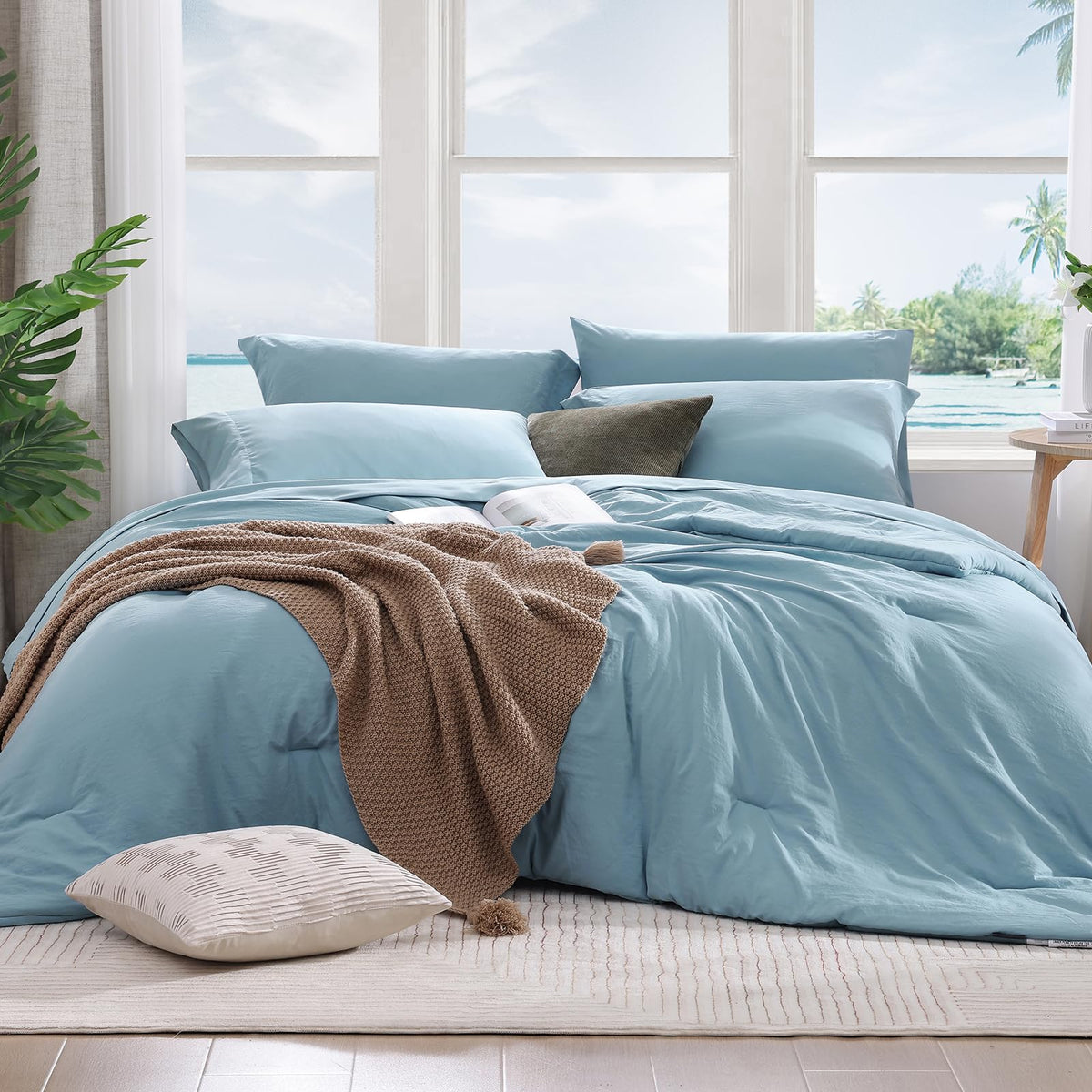 King Size Comforter Set- 7 Pieces Prewashed Bed in a Bag King Bedding Sets
