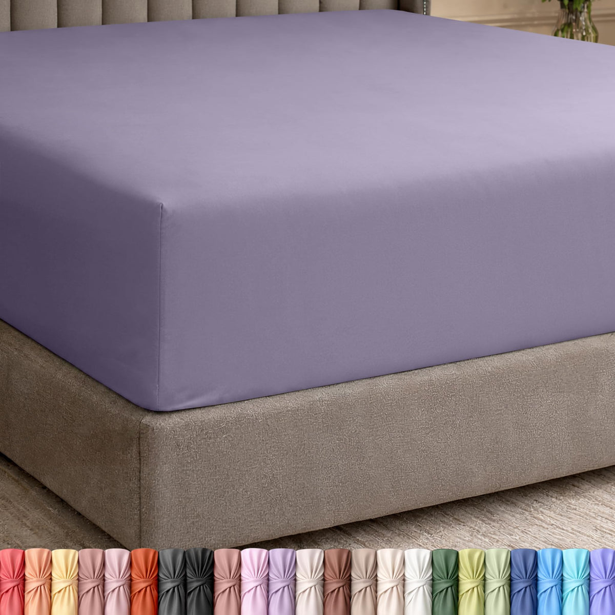 Extra Deep Pocket King Fitted Sheet, Fits 16-21 Inch Mattress, Beige