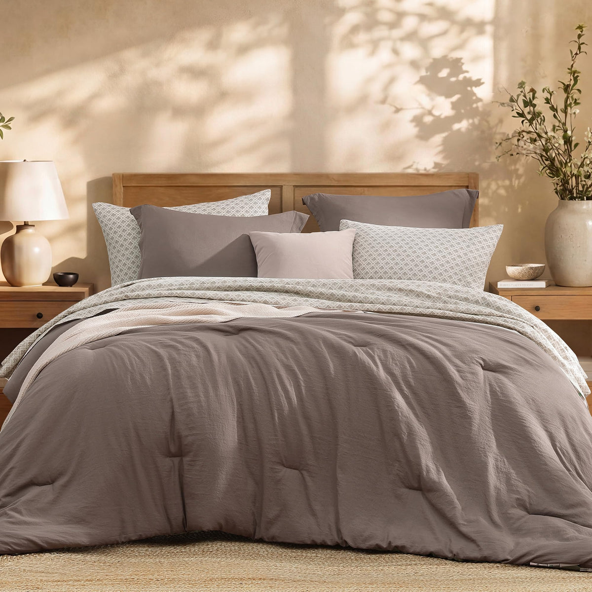 Queen Comforter Set with Sheets-7 Pieces Soft Recycled Bed in a Bag Bedding