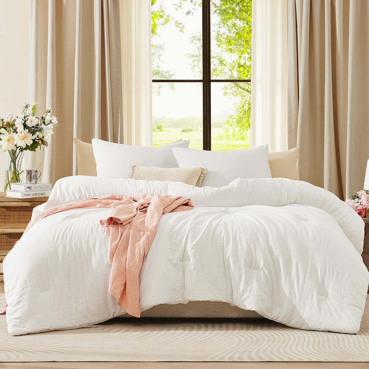 WRENSONGE Queen Comforter Set-3 Pieces Soft Comforters Queen Size Bedding