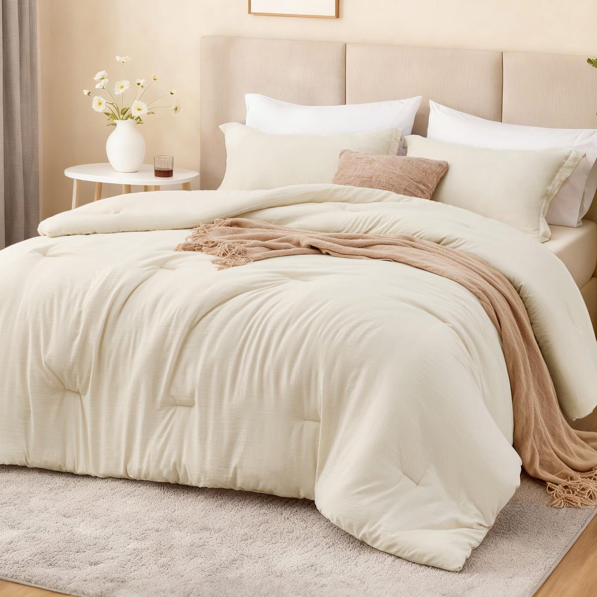 Love's cabin Beige Twin/Twin XL Comforter Set, 2-Piece Prewashed Bed Set