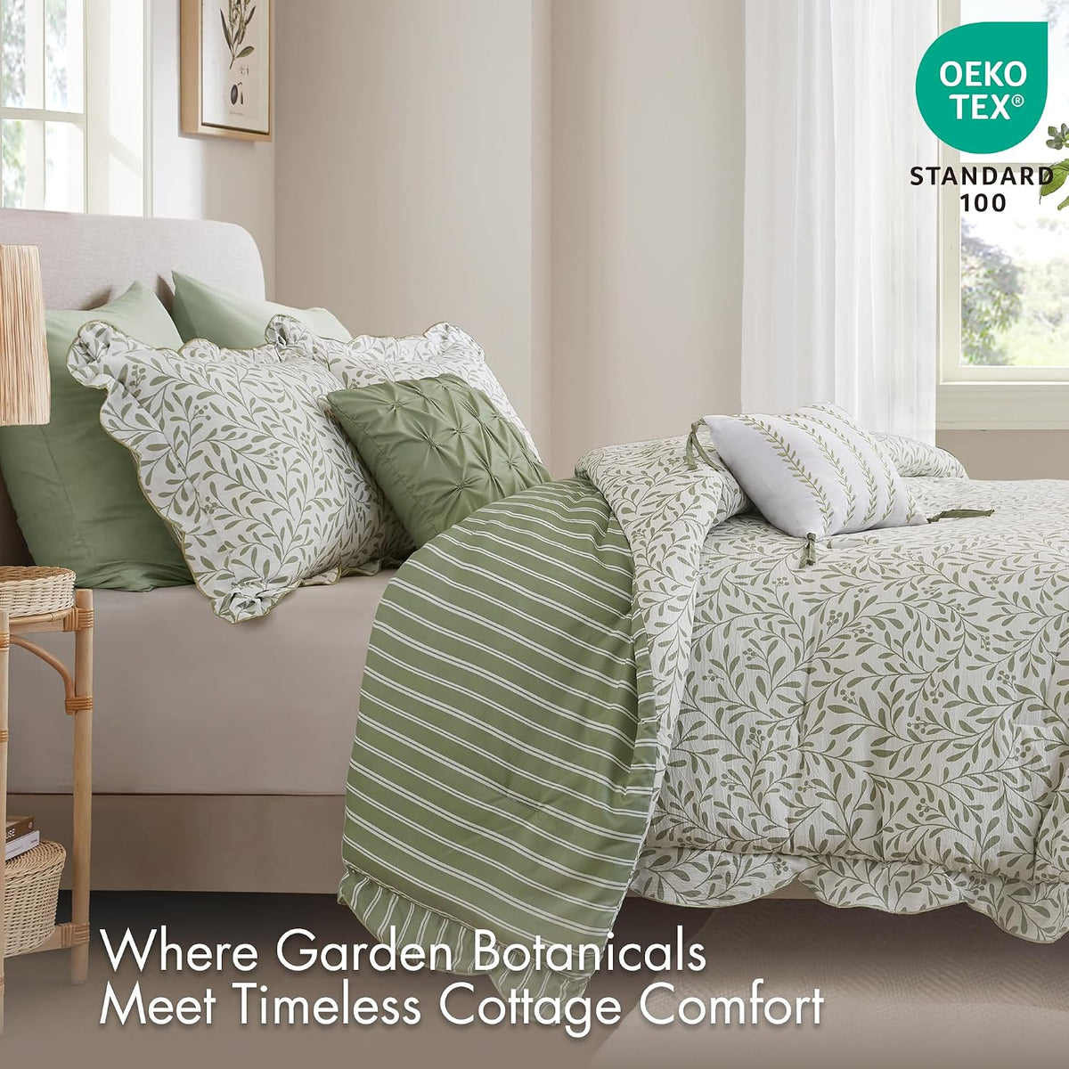 Madison Park Reversible Botanical Comforter Set, 5PC King Coverlet