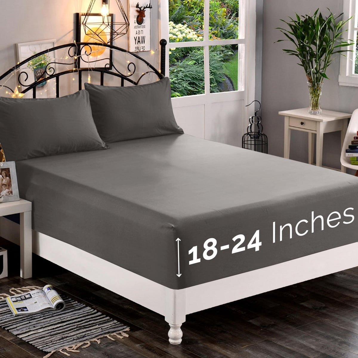 Premium Hotel Quality 1-Piece Fitted Sheet, Luxury & Softest 1500 Premier Hotel Quality Bedding Fitted Sheet Deep Pocket up to 16inch, Wrinkle and Fade Resistant, Queen, White