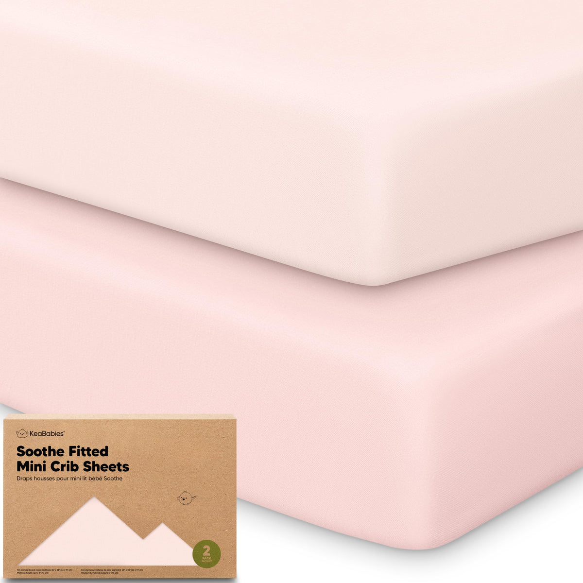 2-Pack Mini Crib Sheets Fitted, 38x26 Pack N Play Mattress Sheets (Elly)