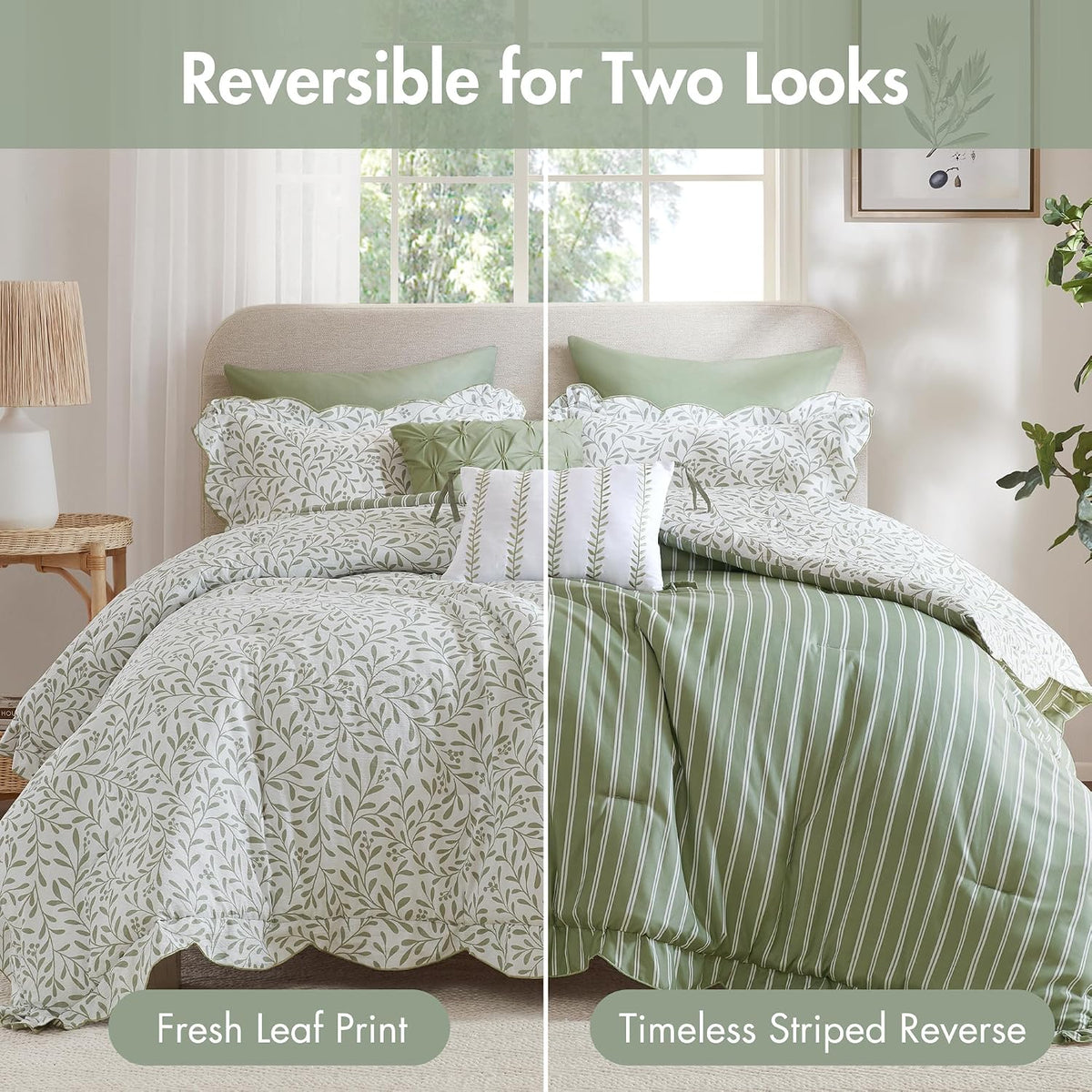 Madison Park Reversible Botanical Comforter Set, 5PC King Coverlet