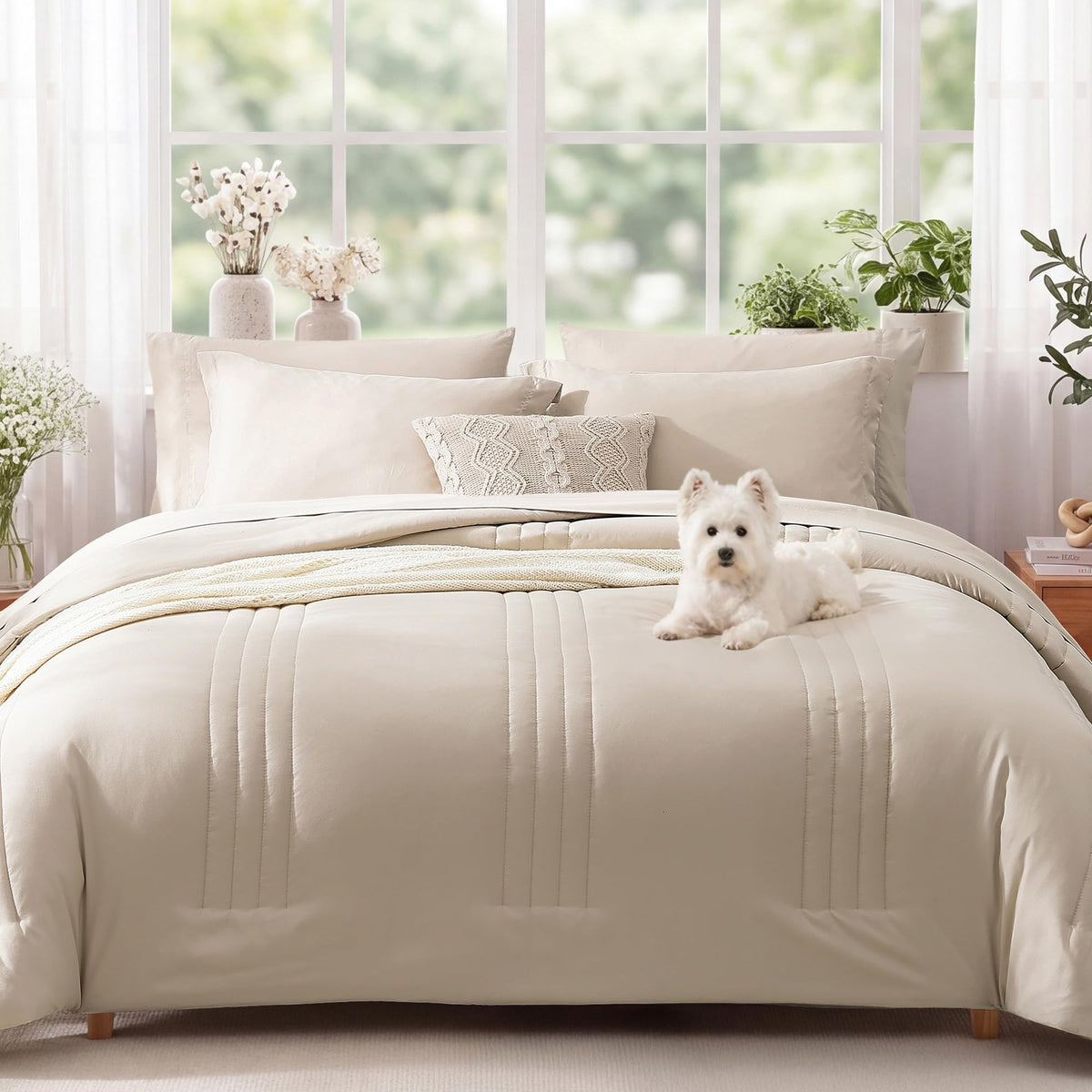 Full Size Comforter Sets-7 Pieces Sage Soft Bed in a Bag Full Bedding Sets